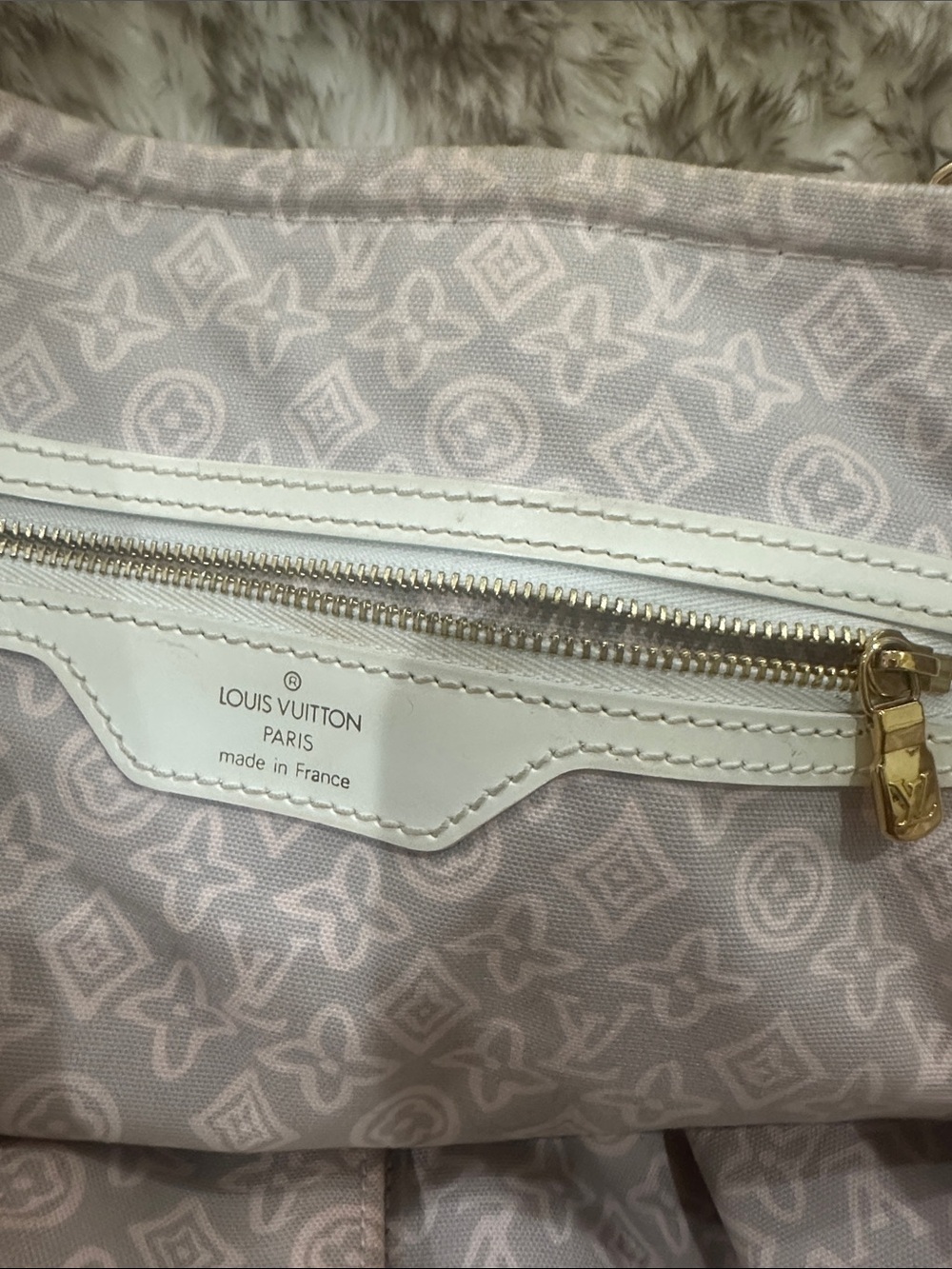 LOUIS VUITTON LIMITED EDITION Blush Pink Canvas Tote with White Leather Trim - Picture 9 of 10